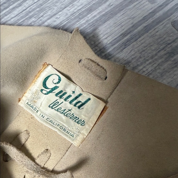 Vintage Fringed Tan Leather Poncho - Picture 8 of 9